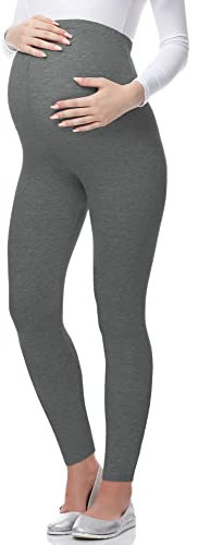 Be Mammy Lange Umstandsleggings aus Viskose Leggings Blickdicht Damen, Maternity Clothing, Ideal für die Schwangerschaft BE-02 (Mittel Melange, XL)