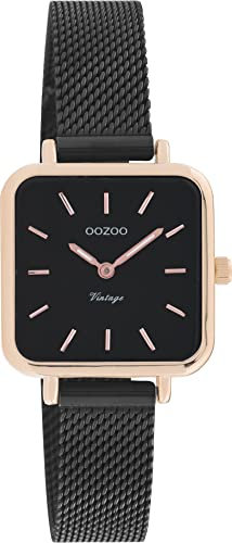 Oozoo Vintage Damen Uhr - Armbanduhr Damen mit 12mm Metallmesharmband - Analog Damenuhr Quadratisch C20265