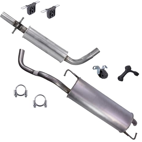 ATEC Germany Auspuff Schalldämpfer Set 1x Mittelschalldämpfer, 1x Endschalldämpfer, mit Montagematerial Kompatibel mit SEAT LEON (1M1), VW GOLF 4 (1J1), NEW BEETLE (9C1, 1C1) (1Y7)