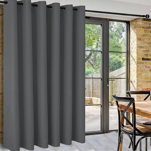 DWCN Gris Foncé Rideau Séparation Rideau Occultants Thermique L254xH213 cm Lot de 1 Large Rideaux Phonique Anti Bruit à Oeillets Rideaux Brise-bise Décoration Intérieure Moderne pour Salon/Chambre