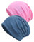 Senker Fashion Slouchy Beanie-Mütze, Baumwolle, Chemo-Kopfbedeckung, Mützen für Damen und Herren, I-Denim-Blau/Rosa, 2 Stück, I-Denim, Blau/Rosa, Large