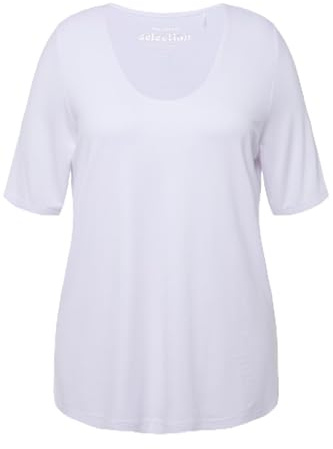 Ulla Popken Damen große Größen Übergrößen Plus Size Shirt 1/2 Arm Doublelayer schneeweiß 46+ 820860200-46+