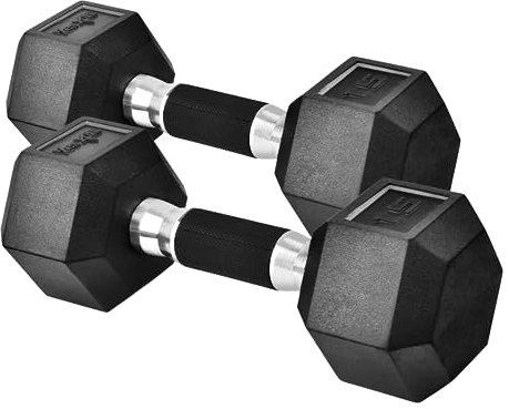 Yes4All 6,8 kg Paar gummierte Hanteln für Übung und Fitness, Sechskant-Hantel-Set, Handgewicht