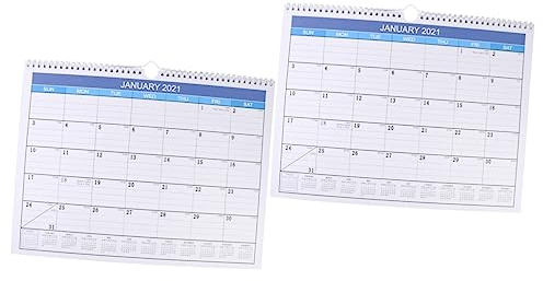 STOBOK 2 Stück Kalender 2021 Hängekalender Horizontaler Kalender Tischkalender Zum Aufstellen Kalender 2021 Zeitpläne Kalender 2021 Kalender Englische Ausgabe Kalender Blaues