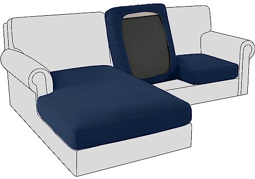 BXFUL Housses de Coussin de Siège de Canapé en Velours Extensible, Housse de Protection, Housses de Coussin de Canapé de Remplacement pour Coussin Individuel (Grand 1 Place,Bleu Marine)