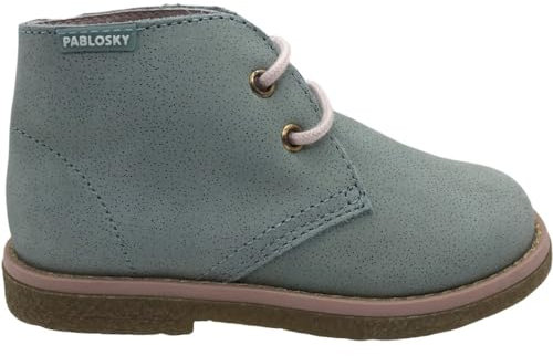 Pablosky Botitas de Bebé Niña aguamarina de Piel con Cordones