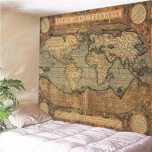MEKPAM Wohnkultur Vintage Weltkarte Wandteppich Wandbehang Dekoration Wohnzimmer Schlafzimmer 150x130cm
