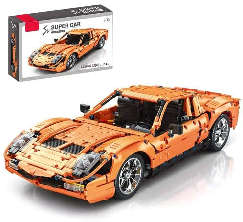 Lukie Technik Auto Modellbausatz, 2869 Teile Klemmbausteine Auto Set, Maßstab 1:8, Technik Autos