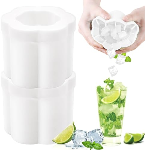 Eiswürfelform Silikon, Yueser Eiswürfelbehälter Silikon Eiswürfelform mit Deckel Ice Cube Tray Eiswürfelformen Eisformen Eiswürfel Silikonform Eiswürfelschale Eiswürfel Behälter Eiswürfelbereiter 2PCS