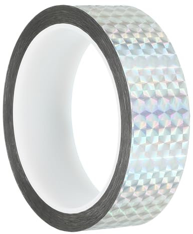 PATIKIL Prism Tape 30mm / 1,18 Inch, 1 Pack Holographic Metalized Reflective Selbstklebend für DIY Kunsthandwerk Verpackung Wanddekoration, Silberton