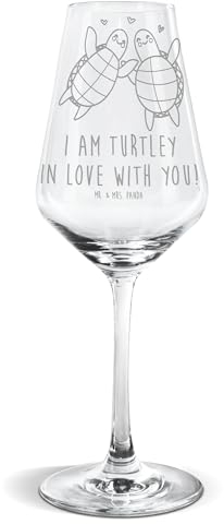Mr. & Mrs. Panda Weißwein Glas Schildkröten Paar - Geschenk, für Frauen, Kelch, Weißweinglas, Freundin, Jahrestag, Hochzeitstag, Hochzeit, Weinglas, Weißweinkelch, Partner, Valentinstag