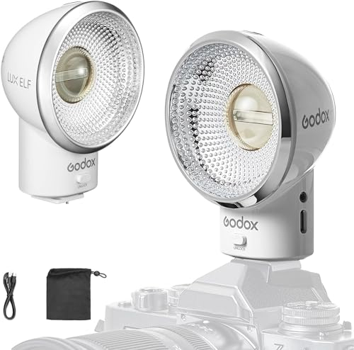 Godox Lux Elf Flash de cámara Retro GN6 400 Flashes a Plena Potencia 5 Niveles de Potencia,Control óptico S1/S2 para cámara DSLR Fuji,Canon,Nikon,Sony,Olympus