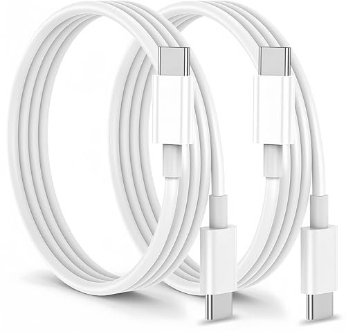Cavo di ricarica da USB C a USB C, confezione da 2, 1 m, 100 W, 20 V/5 A, cavo di ricarica rapida in TPE di tipo C, cavo dati bianco USB C per iPhone 15/15 Pro, Samsung S23, MacBook Pro, iPad Pro