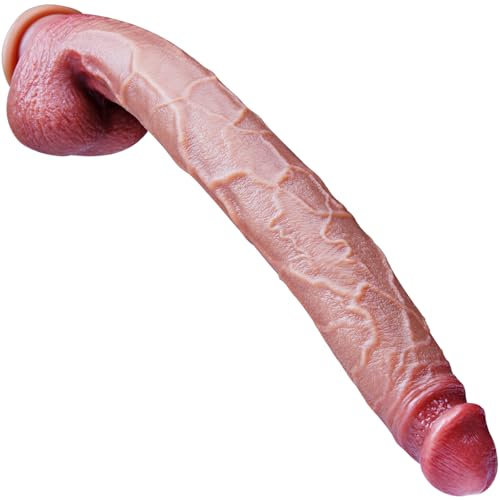 42 cm langer Riesendildo, realistischer großer Anal-Dildo, weicher Doppeldichte-Silikondildo, riesiger Dildo, starker Saugnapf, XXXL Großdildo, G-Punkt-Plüschdildo, geeignet für Frauen/Männer/Paare.