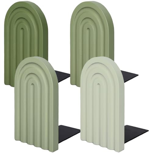 Whaline Buchstützen aus Holz, Boho-Bogen-Design, für Schulanfang, Salbeigrün, Regenbogenfarben, dekorativ, rutschfest, Buchstopper für schwere Bücher, Zuhause, Büro, Bibliothek, Küche (4 Farben)