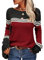 Hormtaer Womens Jumpers Crew Neck Long Sleeve Knit Sweater Colorblock Striped Knitwear Ladies Casual Retro Sweaters Soft Pullover Tops (Wine Red, XXL)