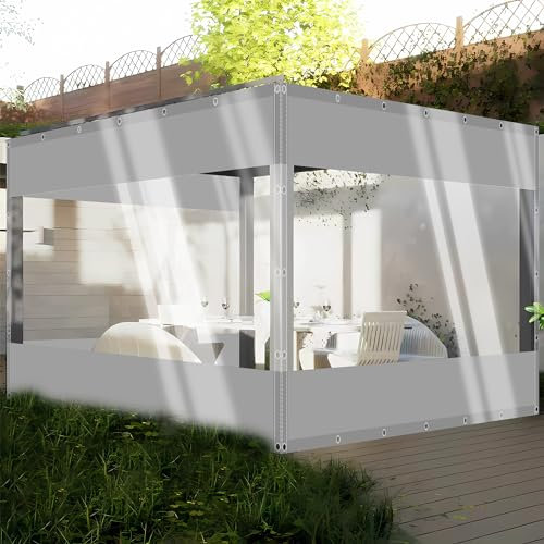 Lona Transparente Impermeable Multifuncional para Exteriores con Ojales de Metal, Cubierta de Techo de Lona de Invierno, Adecuada para Exteriores, Balcones, Jardines. (Gray/Size: H:0.8m W:0.8m)