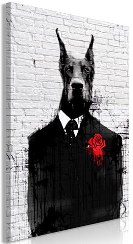 KunstLoft Wandbild 'Doberman in Suit Vertical' 60x90cm | Kunstdruck auf Leinwand