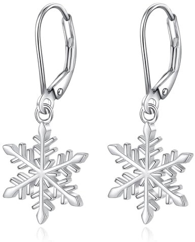 EUDORA Harmony Ball Sterling Silber 925 Schneeflocke Ohrringe für Damen Weihnachten Schneeflocke Ohrhänger Schmuck Winter Urlaub Ohrstecker, Romantisches Geschenk für Frauen Sie Mutter Tochter