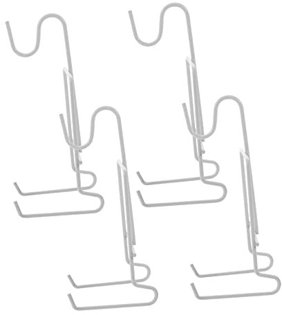 BEBEMOKO Lot de 4 supports de tasses à café pour armoire, rangement de tasses à café, tasses à thé et soucoupes, support de tasse en fer, blanc