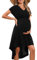 Robe de maternité d'été à manches courtes pour femme - Taille haute - Col en V - Robe trapèze, Noir , M