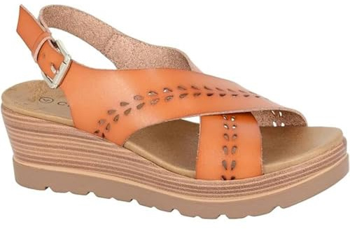 Cipriata L648 GAVINA Womens Cross over Buckle Slingback Platform Wedge Heel Sandal