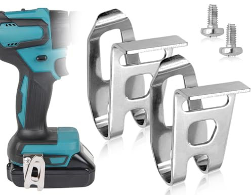 AOYEGIC 2 piezas clip de cinturón,acero inoxidable 346449-3 Gancho para cinturón,gancho de repuesto para clip de cinturón,clip para taladro,clip para cinturón de conductor con tornillos(plateado)