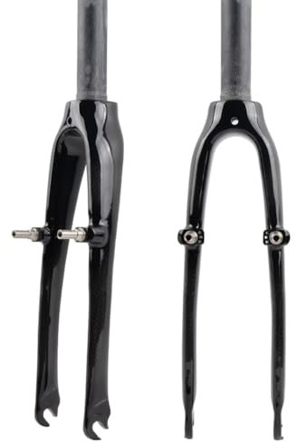 BSFHQS 20 Pouces 451/406 Fourches Rigides De Vélos Pliants 16 Pouces 305 Fourche Avant BMX 28.6mm Tube Droit Fourches De Vélo À Frein V en Fibre De Carbone Fourche Dure QR 74mm(Gloss Black A,16IN)