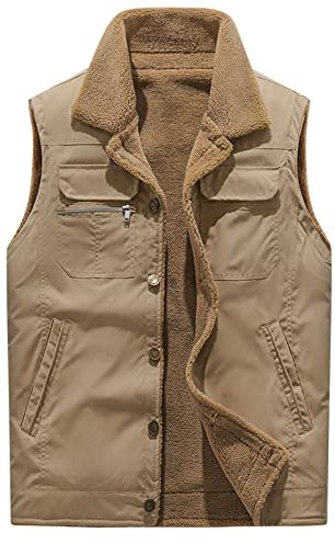 Generisch Anzugweste Herren - Herren Outdoor Anglerweste Glänzend V Ausschnitt Gilet Anzugweste Western Cowboyweste Outdoor Ärmellos Angeln Große Größe Übergangsweste Männer Softshell Weste