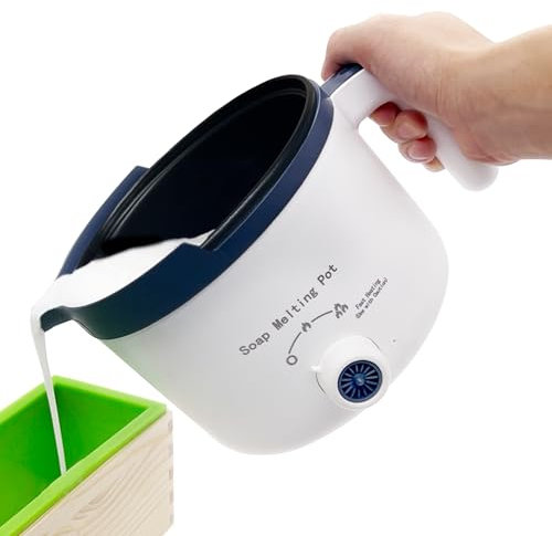 LFISGNN Soap Melter for Adults & Kids Soap Making, DIY Soap Melting Pot with Easy Pouring Spout & Non-stick Liner for Begineers Making Soaps Gifts - UK Plug