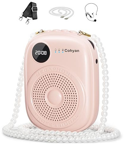 COHYAN Amplificatore vocale per insegnanti, microfono e altoparlante Bluetooth portatile, megafono ricaricabile per aule, riunioni, yoga, allenamento, guide turistiche, amplificatori di potenza
