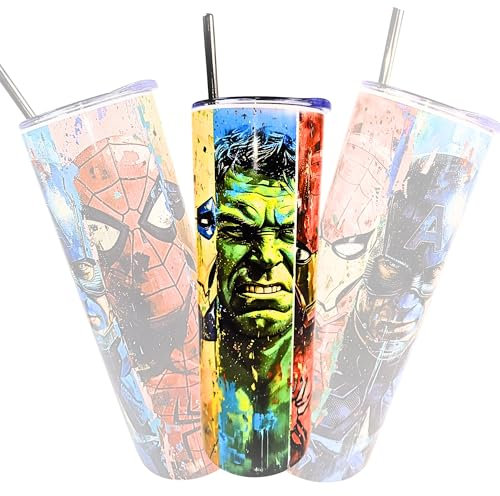 Marvel Spiderman Hulk Iron Man Kids Tumbler Water Bottle 750ml Insulated with Metal Straw AnjecaLife