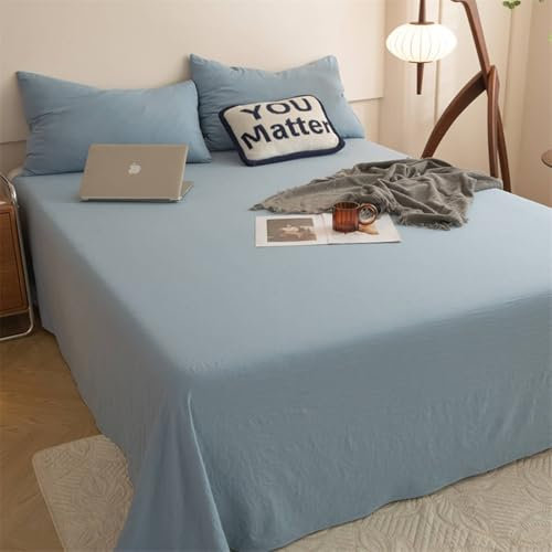 Bed Sheets 120x230cm, Blaugrau Bettlaken Volltonfarben Chemiefaser Bettwäsche + 2 Kissenbezüge