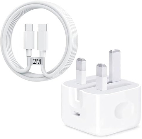 20W USB-C Fast Charger Plug with 2M Cable(Support 30W)Compatible with iPhone 16,16 Plus,16 Pro,16 Pro Max,15,15 Plus,15 Pro,15 Pro Max,iPad-Foldable UK 3Pin PD Power Adapter Wall Charging Mains Type C