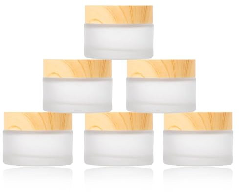 6 Pcs Pot Crème Vide en Verre, Petits Pots Cosmétiques Vide, Couvercle Inclus, Pour Remplissage de Crèmes, Lotions, Huiles Essentielles