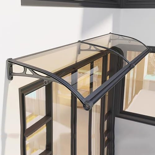 Auvent Voûté De Porte Et Fenêtres, Marquise Terrasse In Polycarbonate Silencieux Avec Support En Aluminium, Auvent De Porte Avant-Toit, Pour Maison, Balcon, Fenêtres, Garage(W60xL80cm/23.6x31.5in)
