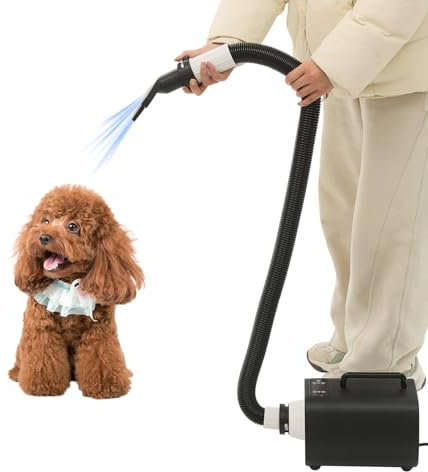 Aspirateur Poil de Chien et Chat LED et Écran Tactile 9 Vitesses Ventilation et Réglage Température avec 3 Buses Aspirateur Poils D'animaux pour Animaleries, Cliniques Vétérinaires (Noir)