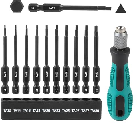 MIGUBIGU 10 Pezzi Cacciaviti a Testa Triangolare con Magnetiche12/14/16/18/20/23/25/27/30 mm, Set Punte Triangolari, Inserto Avvitatore Triangolare per Orologi, Giocattoli e Dispositivi Elettronici