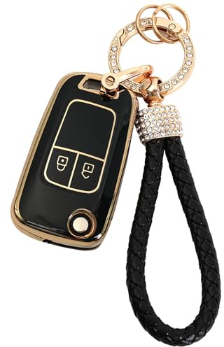 XUKEY Coque de Clé de Voiture TPU pour Opel Astra J Corsa D E Chevrolet | 2 Boutons Étui de Clé de Voiture avec Porte-clés pour Opel Insignia Meriva B Zafira C Movano Mokka, avec DON'T TOUCH MY KEY