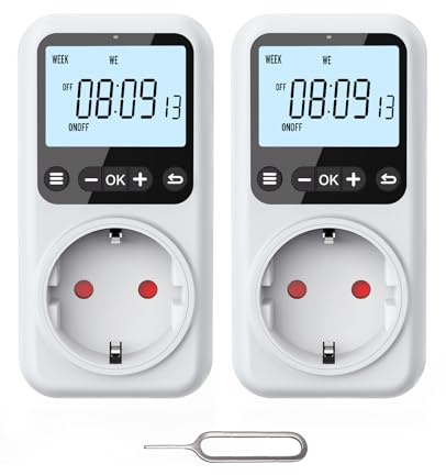 Voniobuy Zeitschaltuhr Steckdose Digital, 18 Programmierbare Sekundengenau Countdown Timer Steckdose mit Hintergrundbeleuchtung, für Innen Einbruchschutz Aquarium 16A 3680W (2)