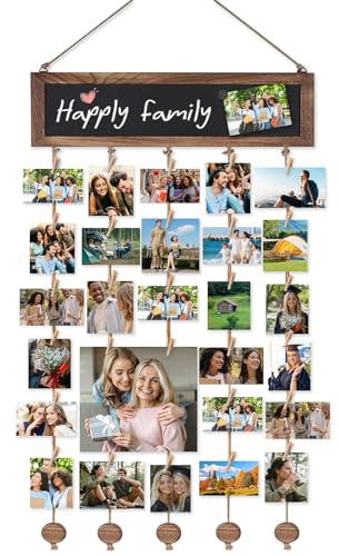 Hanging Photo Display, Collage Pictures Frames Photo Wall Display Rustic Photos Boards for Pictures Multi Picture Organizer for Postcards Photos Collage Art