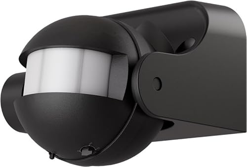 goobay Infrarot-Bewegungsmelder außen & innen IP44, neigbarer 180°-PIR-Bewegungssensor, 12 m Reichweite, nachrüstbar als Lampe mit Bewegungsmelder, Wandmontage, schwarz - 79590