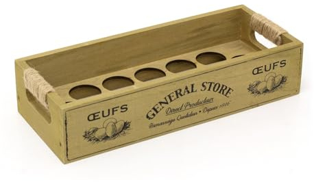 Vintage Wooden Egg Rack for 12 Eggs | Rustic General Store Egg Holder Tray for Kitchen Worktops and Storage - 32cm