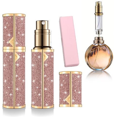 FuYelng 5 ml Parfümzerstäuber Nachfüllbar 2 x 8,5cm Mini Parfum Zerstäuber | Leakproof Rosa Bodenfüllung Parfum Reise Zerstäuber, für Perfume Lovers Handtasche Reisen Ferien Flugreisen
