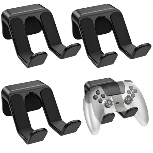 SHYSBV Controller Wandhalterung (3er Set) - Selbstklebende Ständer für PS4/PS5/Xbox/Switch Gamepads, Platzsparendes Gaming Zubehör zur Aufbewahrung von Controllern & Kopfhörern (Schwarz)