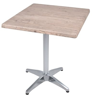 DELUKE Bistrotisch VIDOL 70x70cm Qudratisch Hellbraun Holz | Cafétisch Bartisch Gartentisch Outdoor-Esstisch