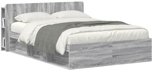 vidaXL Kopfteil Schrank mit Speicher Graues Sonoma Holzwerkstoff, Stylischer U-förmiger Holz-Kopfbereich, Multifunktionale Kommode, Moderne Möbel, Organisierer, Stauraumlösung