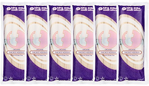 King Soba 6-Pack Gluten Free & Organic Thai Rice Noodles 250g - 3 Servings Per Pack