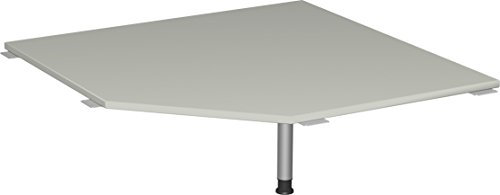 Gera Möbel 4 Fuß Flex Verkettungsplatte, Holzdekor, lichtgrau/Silber, 122.5 x 122.5 x 72 cm
