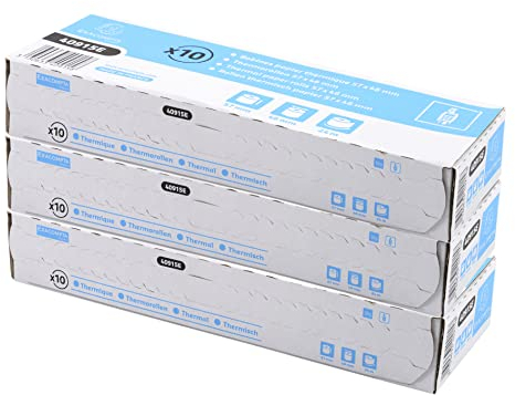 Exacompta 40915E 30er Pack Thermopapierrollen 1-lagig Breite: 57mm, Länge: 24m, Durchmesser Kern: 12mm 55g/m² rückseitig bedruckt für Kartenzahlung (EC Cash Geräte)